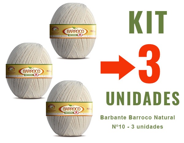Barbante Barroco Natural – Nº4 – Kit 3 Unidades