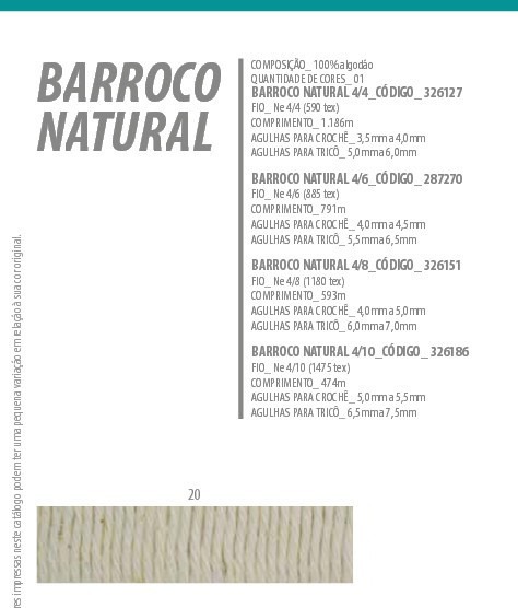 Barbante Barroco Natural – Nº4 – Kit 3 Unidades