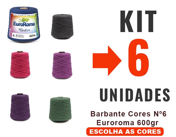 Barbante Cores Nº6 Euroroma 600grs – Kit 6 Unidades
